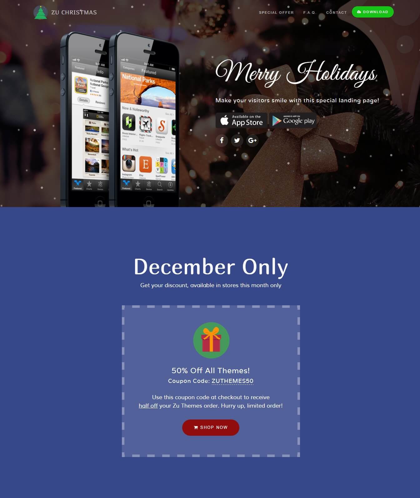 ZuChristmas - Free Christmas Landing Page Template